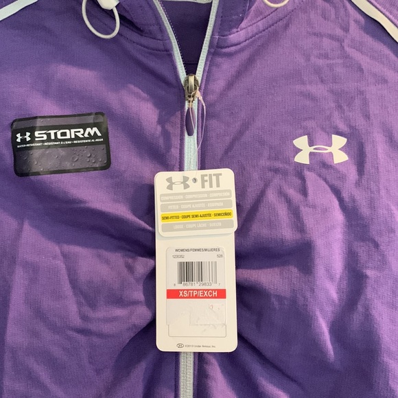 Under Armour STORM PURPLE Semi Fitted‎ zip hoodie size XS, NEW with tags NWT - Picture 2 of 8